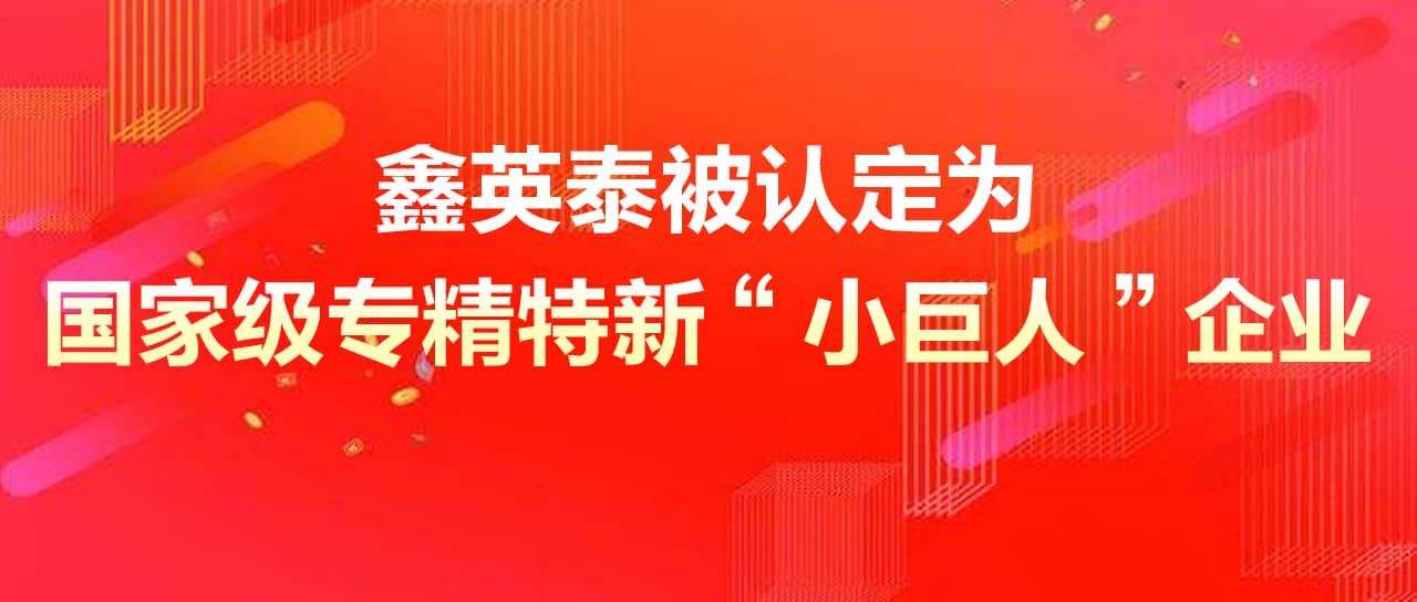 鑫英泰被認(rèn)定為國家級專精特新“小巨人”企業(yè)